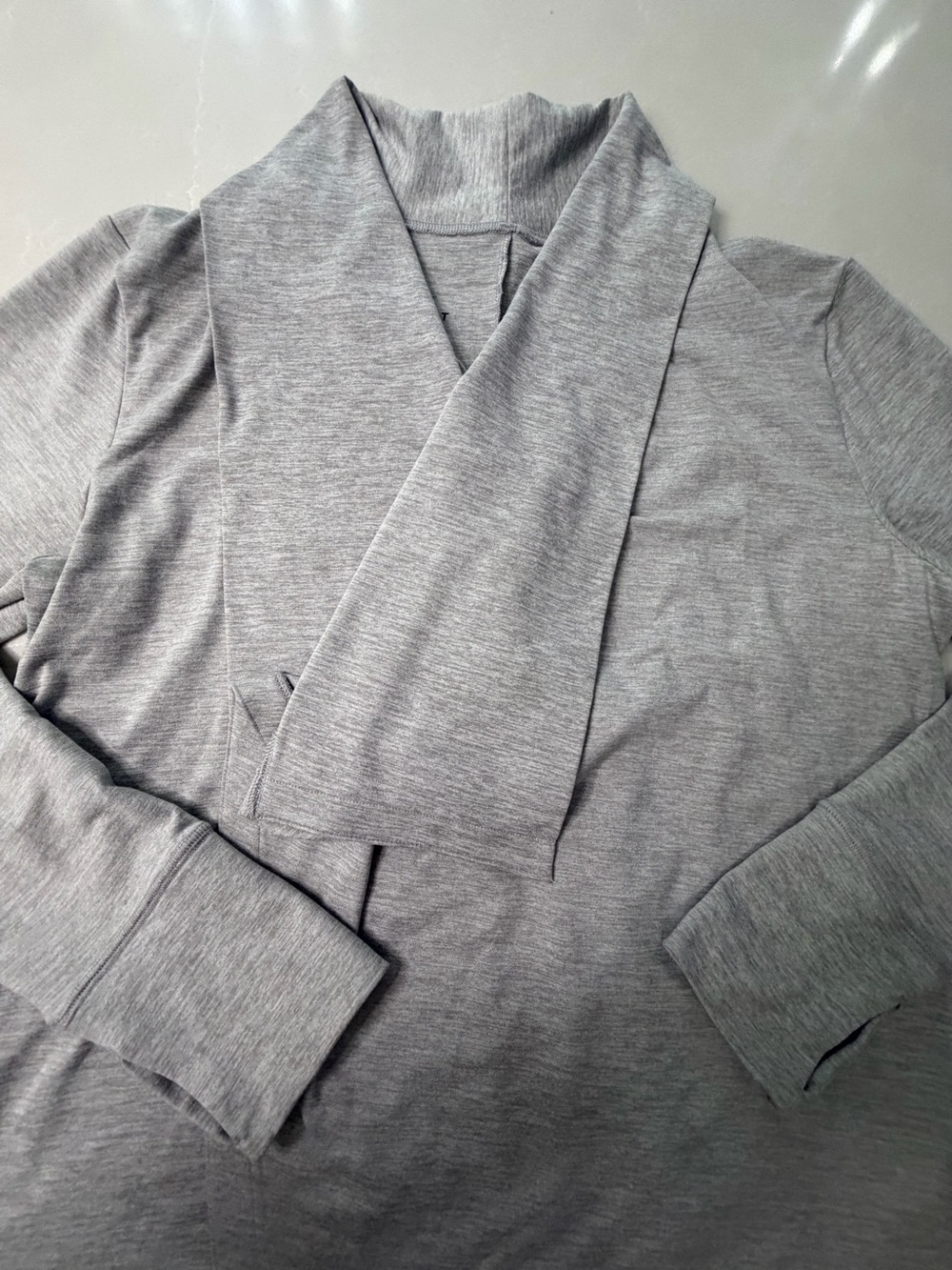 Nike Yoga Collection Open Front Draped Cardigan Top Atmosphere Grey S - Picture 2 of 12